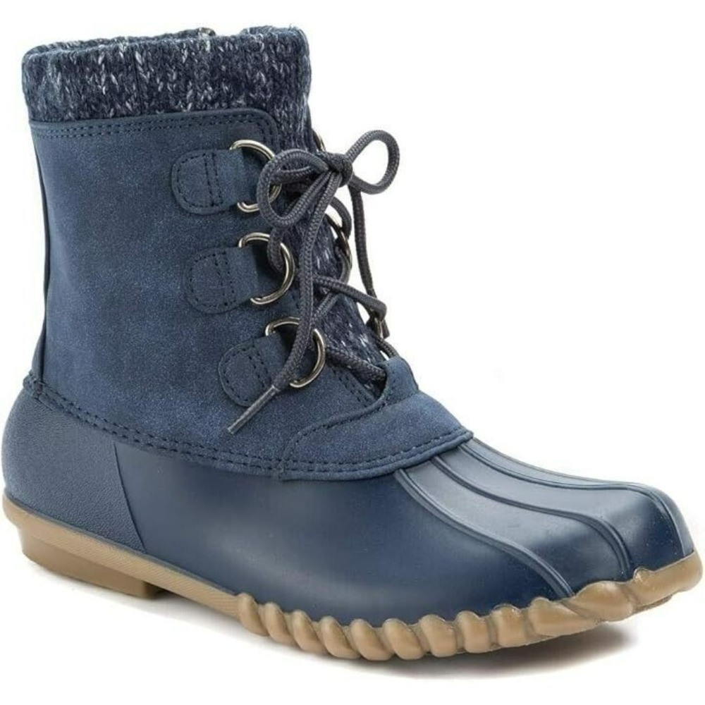 BareTraps Cold Weather Winter Duck Boots Women sz 6 Fabulous Navy Adjustable NEW